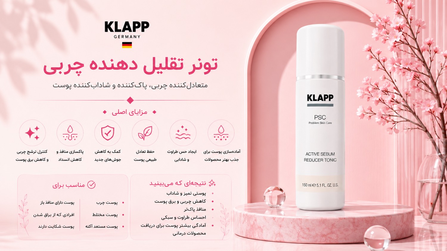 تونر تقلیل دهنده چربی (Active sebum reducer toner)